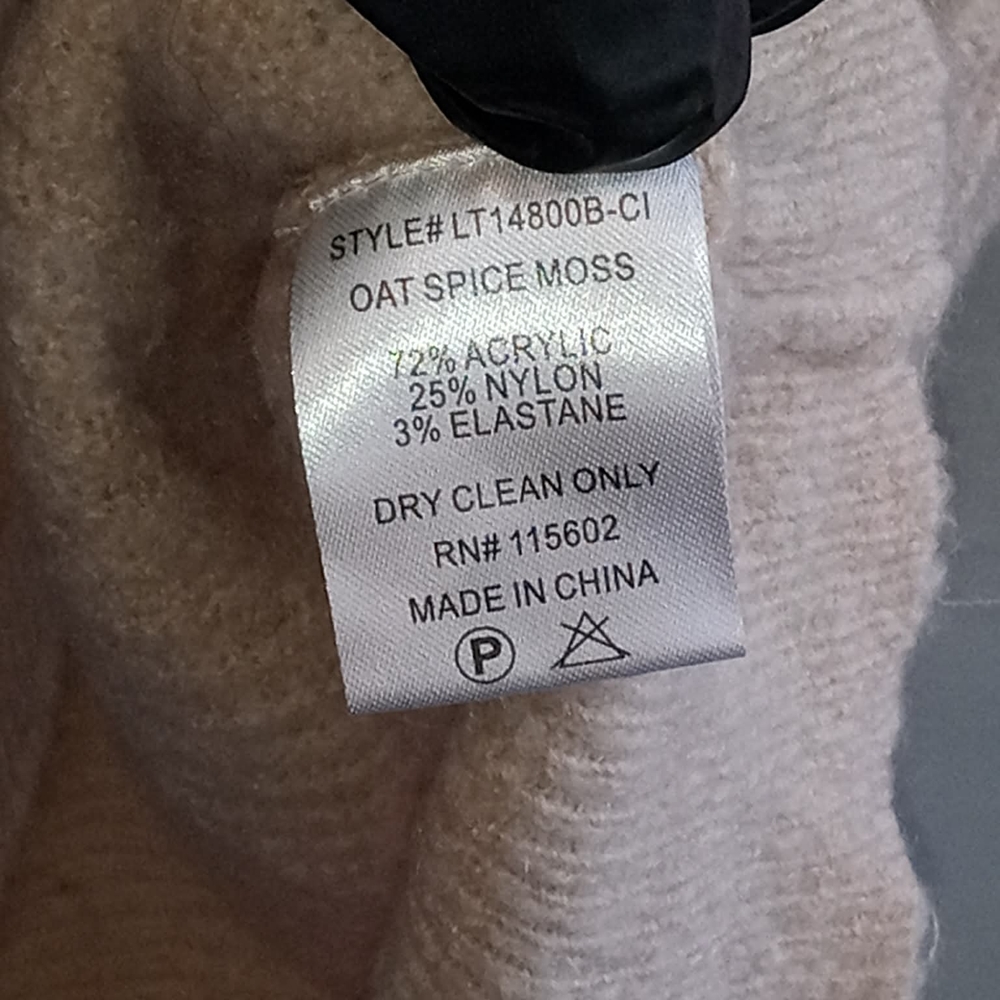 Lush Colorblock Crewneck Cream Rust Olive Green Small Scandi Neutral Preppy Soft - Picture 5 of 5
